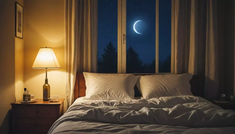 Sypialnia, łóżko, noc, widok na księżyc