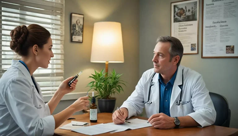 Lekarze dyskutują w gabinecie lekarskim.