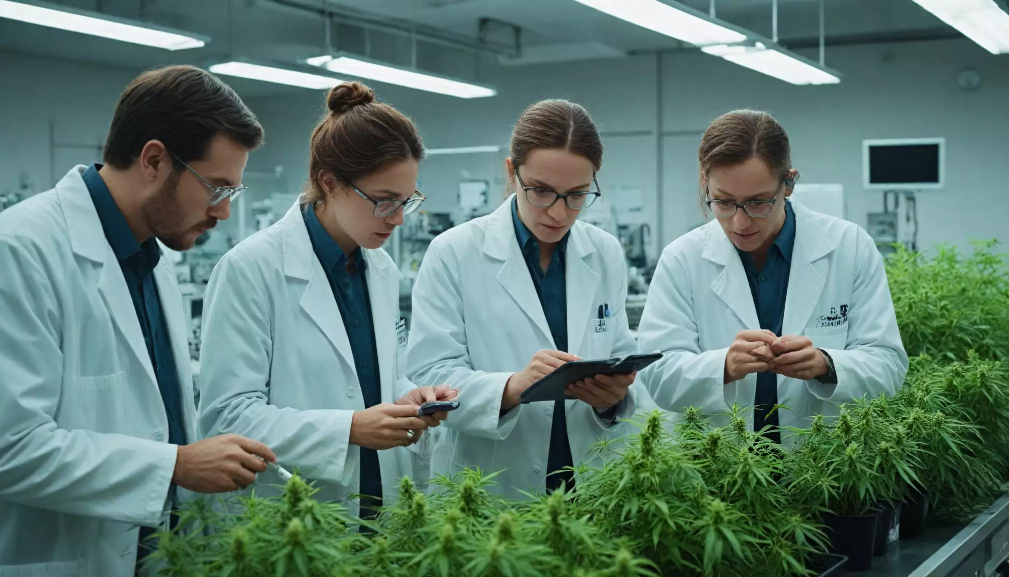 Naukowcy badają rośliny w laboratorium