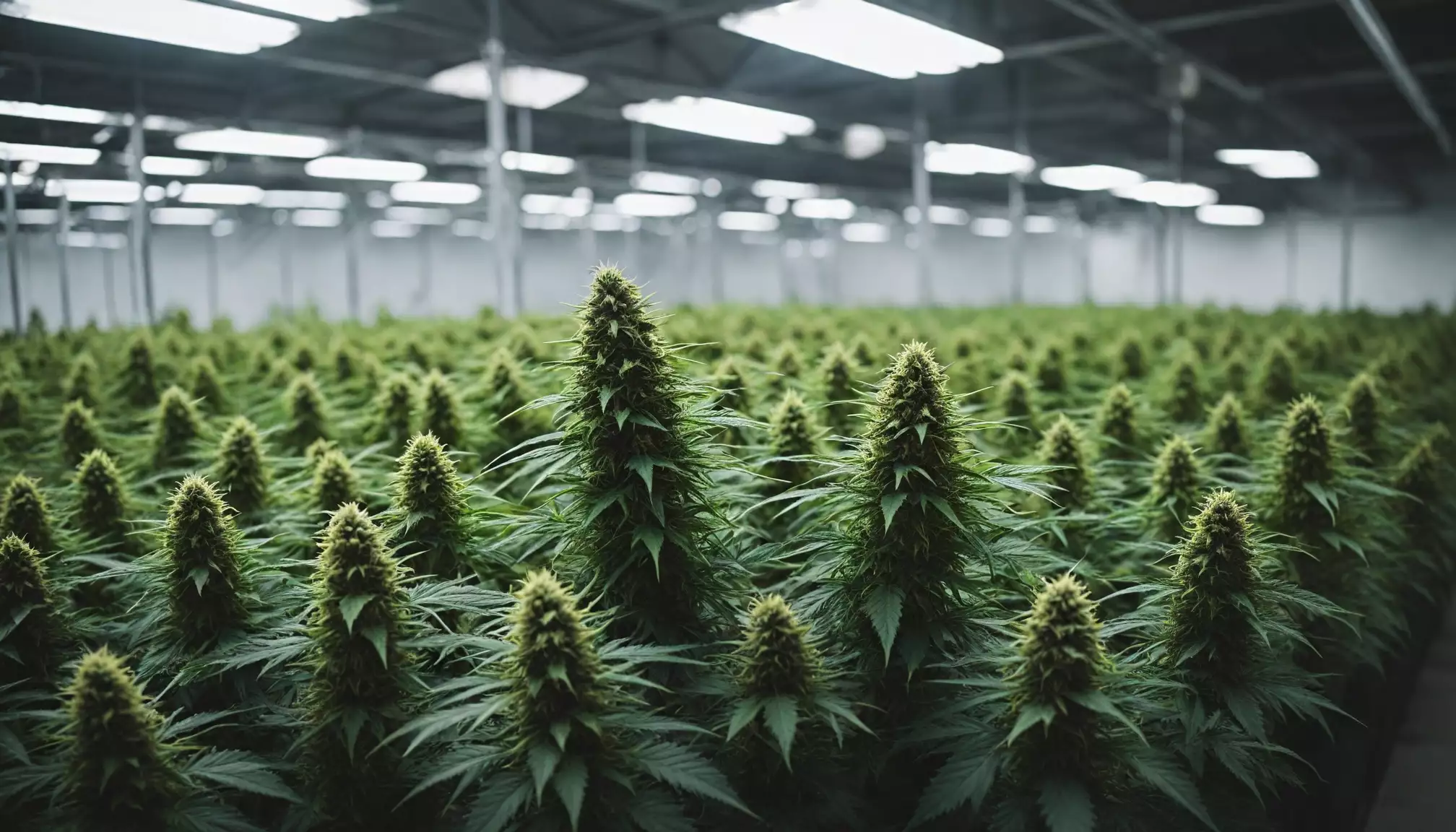 Uprawa konopi indyjskich w szklarni.