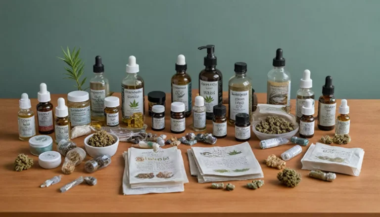 Produkty konopne na drewnianym stole