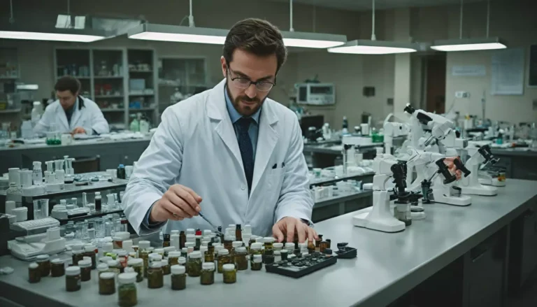 Naukowiec w laboratorium analizuje próbki.