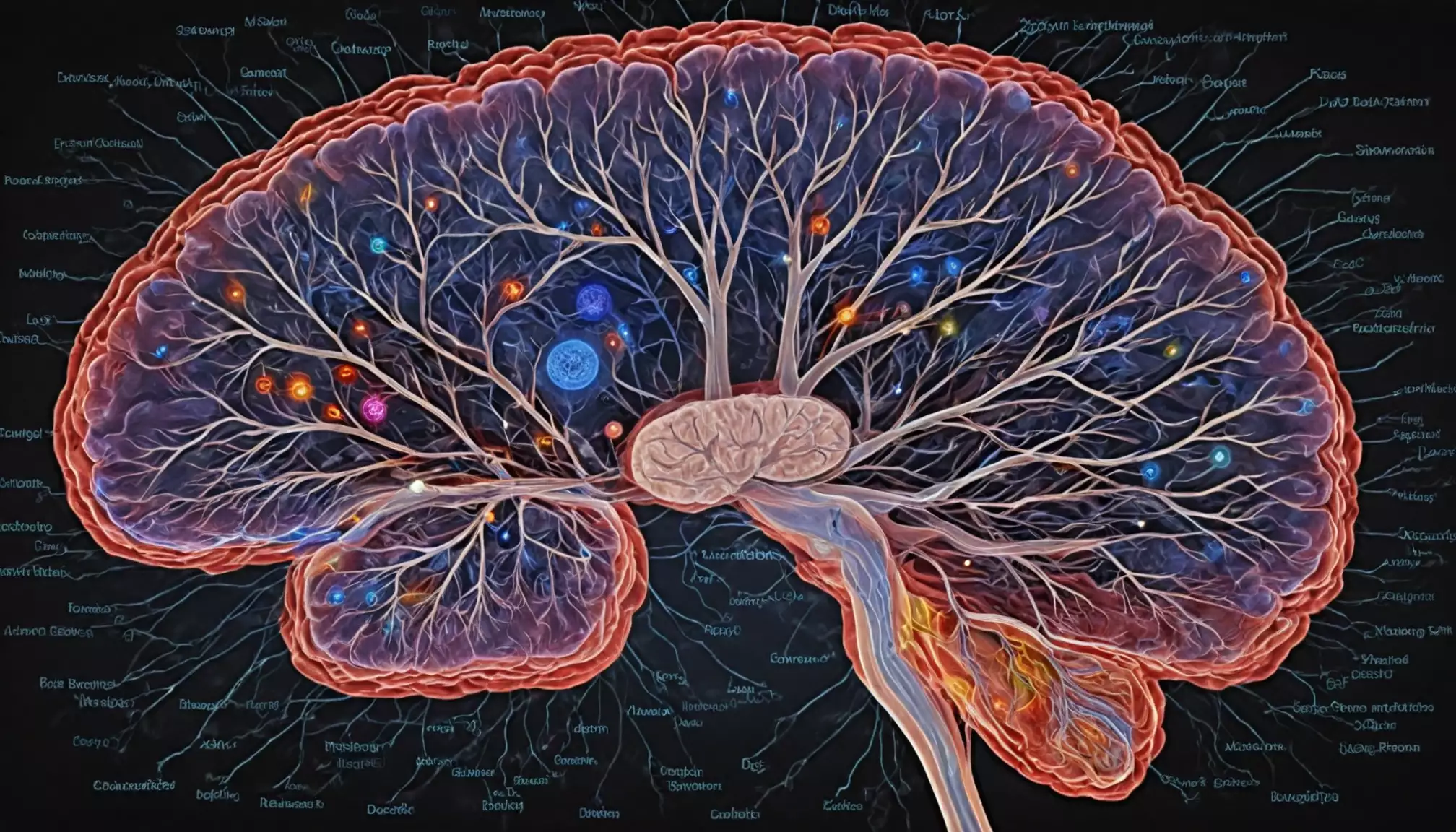 Ilustracja mózgu z neuronami