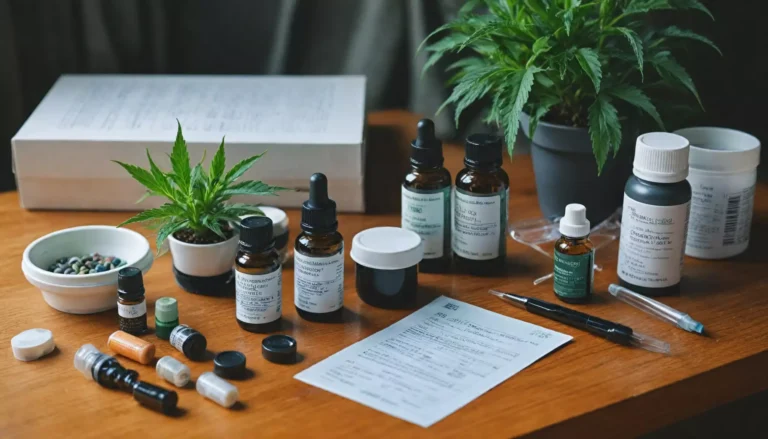 Produkty medyczne z marihuany na stole.