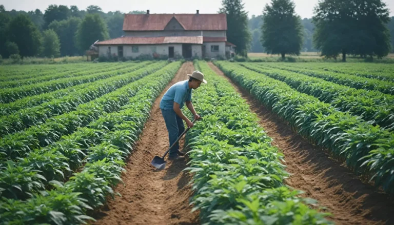 Rolnik pracujący na polu uprawnym