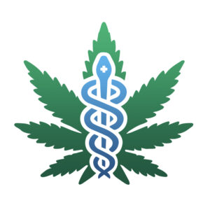 Symbol medycznej marihuany z kaduceuszem